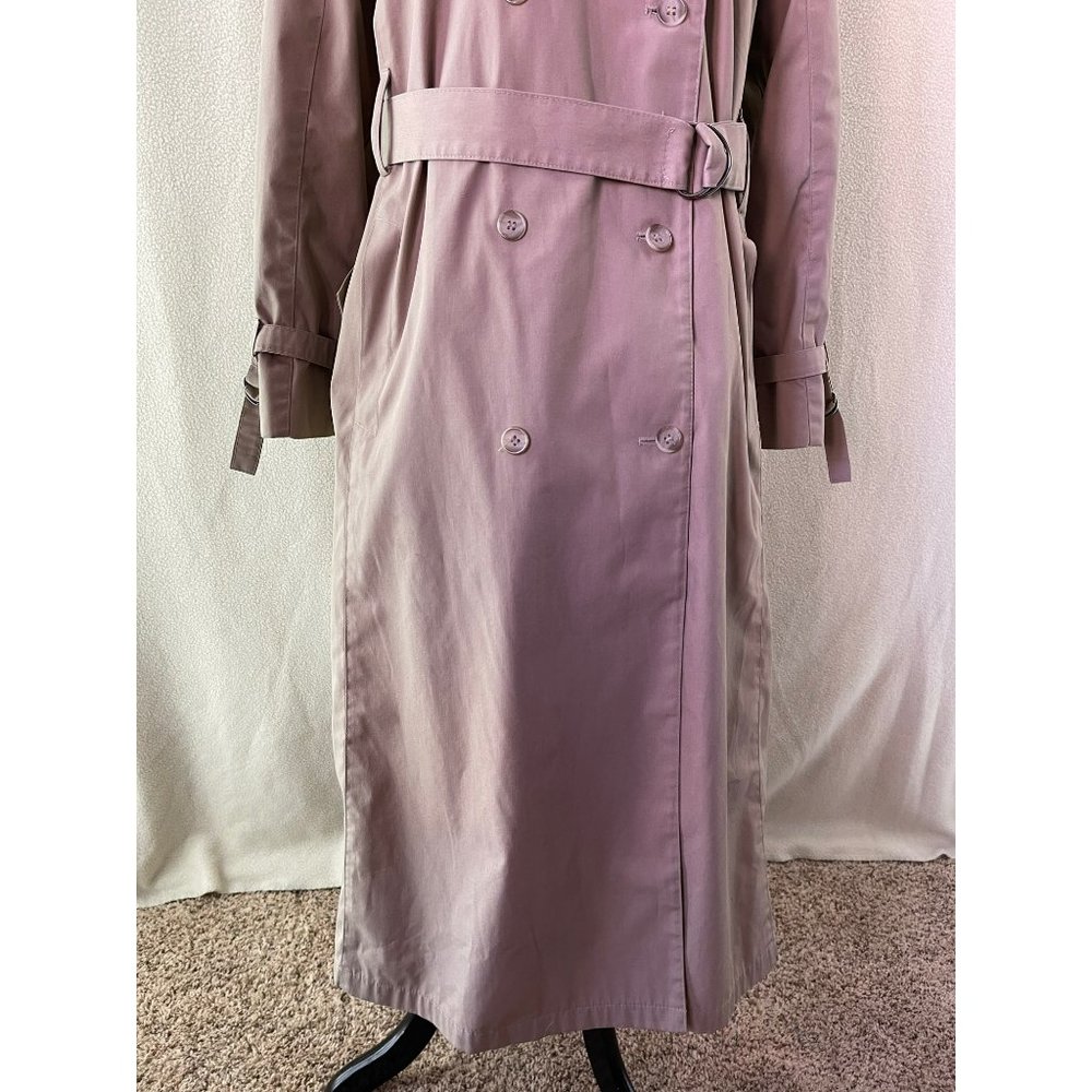London Fog Khaki (Tan) Long Button Front Waist Belt Trench/Overcoat, Size 16W - Picture 3 of 12